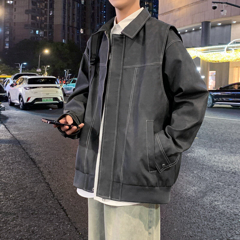 Autumn and winter American retro lapel leather jackets for men and women, fashionable and handsome jackets