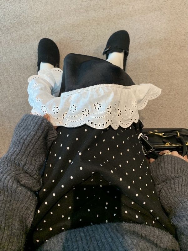 Velvet polka-dot lace patchwork skirt