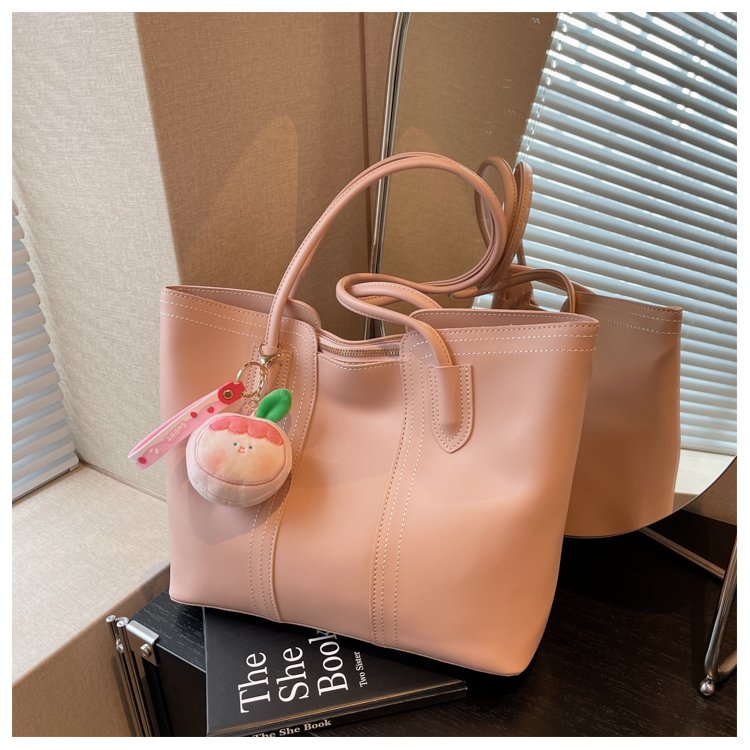 Korean style casual large-capacity bag for women 2024 new trendy simple portable tote bag pendant commuter shoulder bag