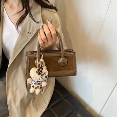 Cross-border high-end suede hand-held box bag mobile phone bag women's new exquisite mini frosted baguette bag trendy