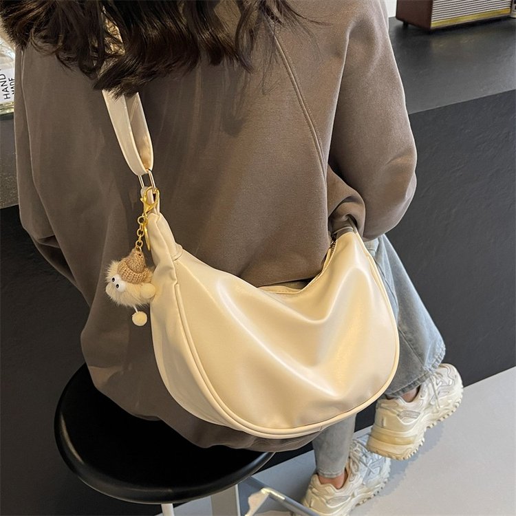 Thirteen Lines Korean Version Niche Crescent Underarm Bag Women's 2024 New Fashion Lychee Pattern Single Shoulder Crossbody Bag Texture