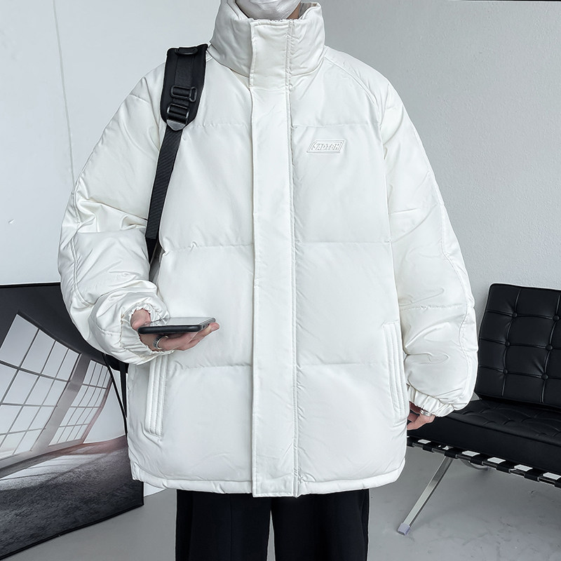 Winter stand collar men's cotton coat thickened letter cotton coat casual trendy cotton jacket youth