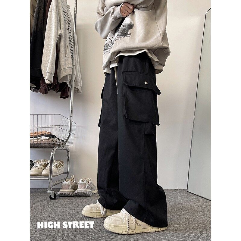 Homemade explosive pictures of new large pocket cargo casual pants, loose straight trousers