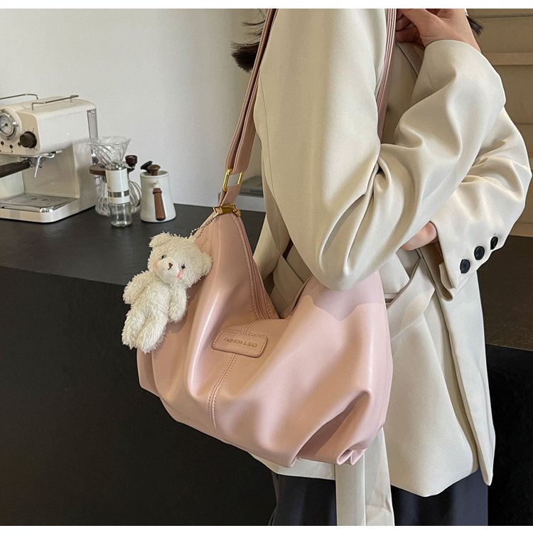 Solid color simple texture shoulder bag for women 2024 spring new versatile ins commuter crossbody bag tote bag for women