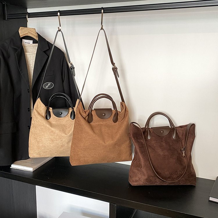 Large-capacity autumn and winter suede tote handbags Dragon bags Xiang new lazy large bag commuter shoulder crossbody bag