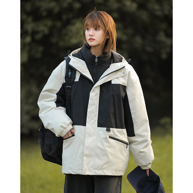 Autumn and winter cotton men's trendy brand jackets three-in-one detachable jackets couple jackets