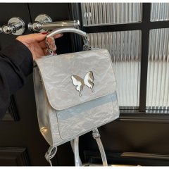 Gentle texture butterfly handbag 2024 spring and summer new versatile ins casual bag backpack small square bag trendy