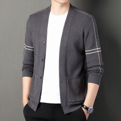 Autumn cardigan men's outer wear sweater middle-aged dad's coat loose casual fashion versatile bottoming shirt