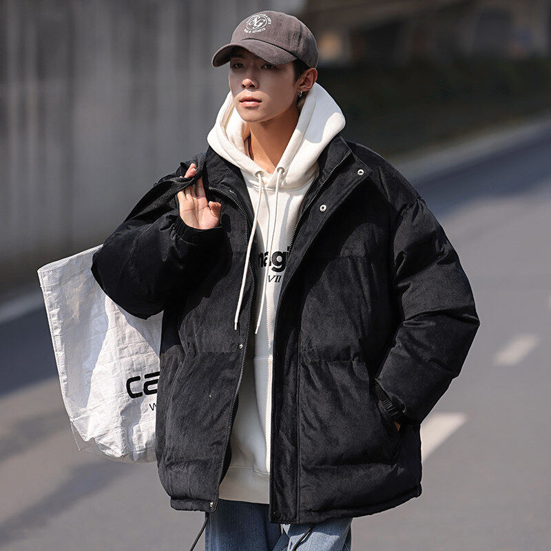 Winter suede cotton coat men's trendy cotton thickened warm stand collar cotton coat
