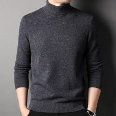 Spring and autumn new style simple casual high collar men's wool sweater for young and middle-aged people
