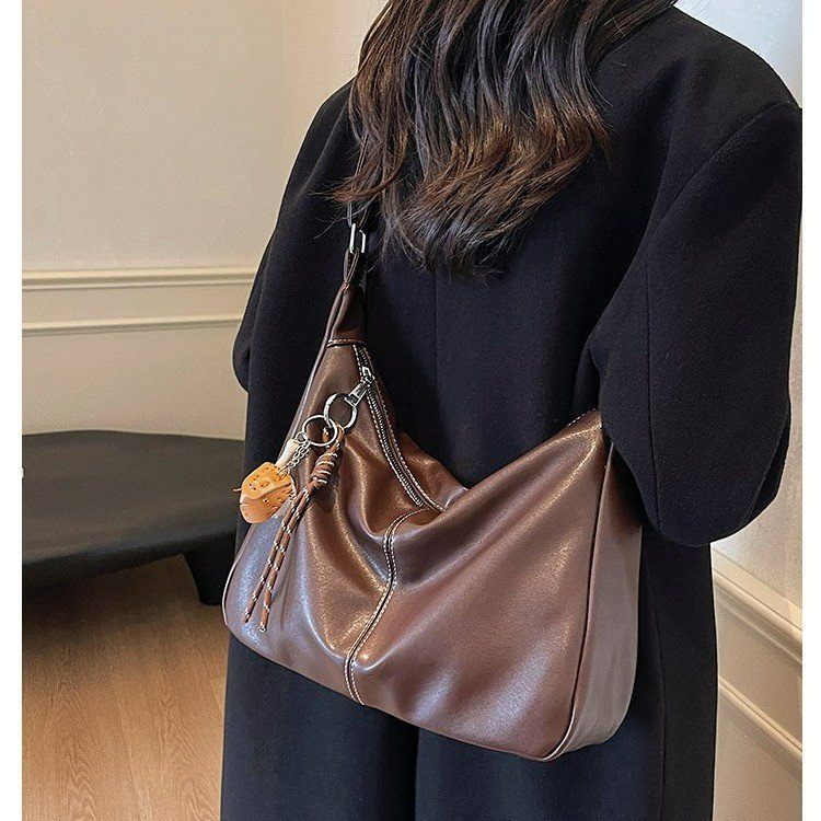 Bags for women 2024 new soft leather casual large-capacity commuter bag design retro versatile shoulder crossbody bag