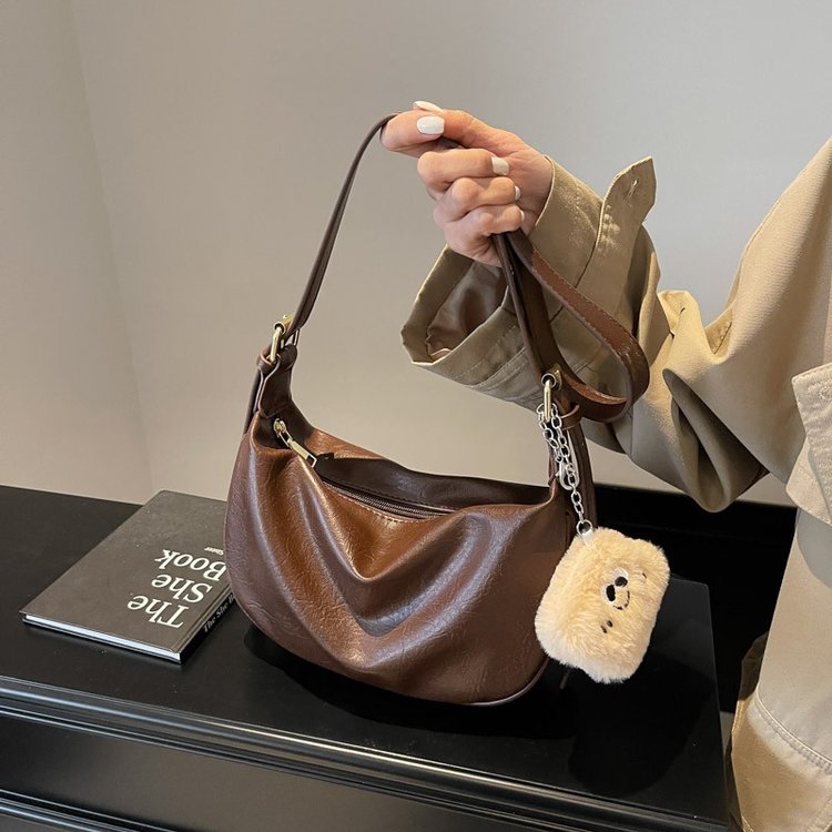 Senmeilard Commuting Bag Women's 2024 Autumn Retro Shoulder Bag Large Capacity Crossbody Dumpling Bag