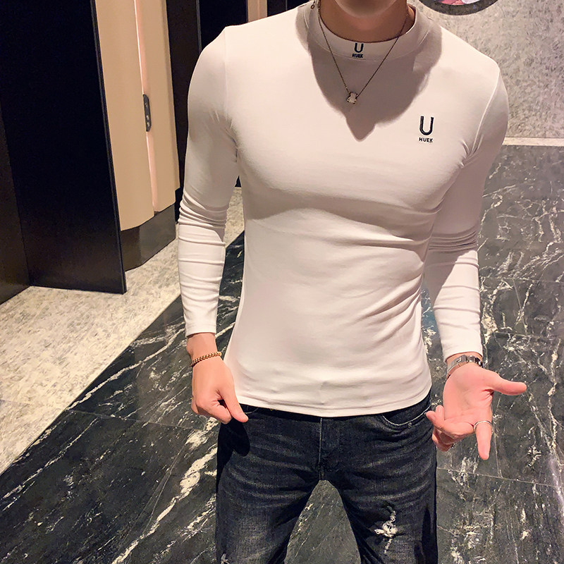 Autumn new trendy casual solid color slim turtleneck long-sleeved T-shirt bottoming shirt