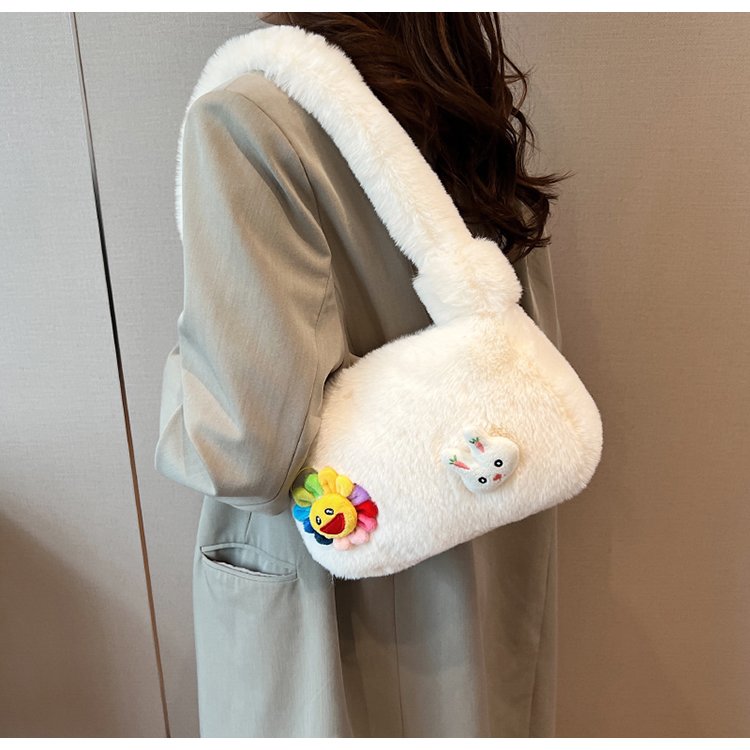 CHARHP&KEJNT genuine cute plush new cartoon furry handbag shoulder bag for women