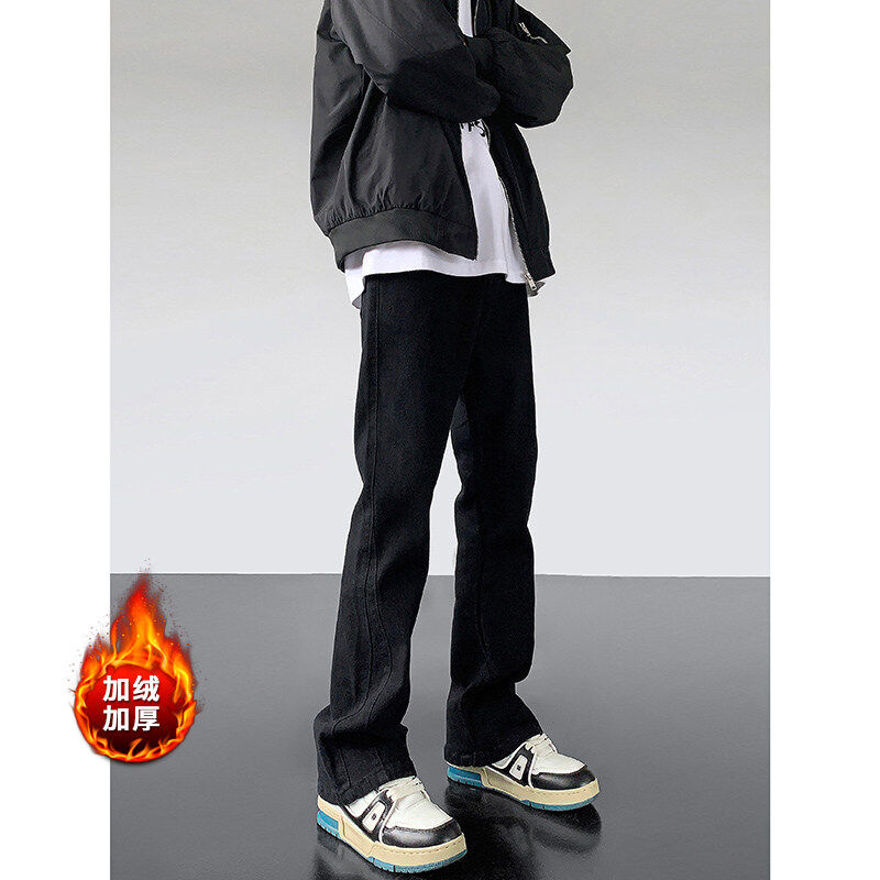 High street velvet jeans winter high street velvet thickened men's casual trousers