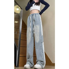 American cleanfit striped pants straight leg men's and women's 4 jeans