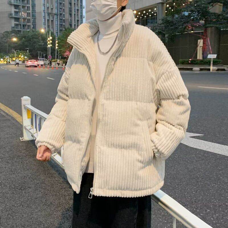 Winter Hong Kong style new trendy brand cotton jacket, corduroy thickened cotton coat and bread coat