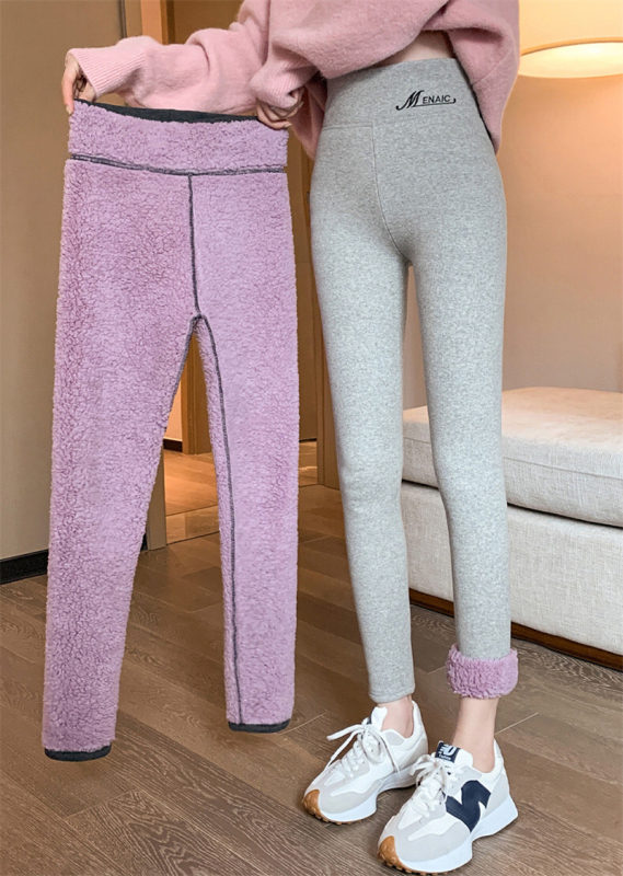 Autumn and winter threaded large size leggings plus velvet outer wear high waist purple velvet extra thick warm cotton pants for women