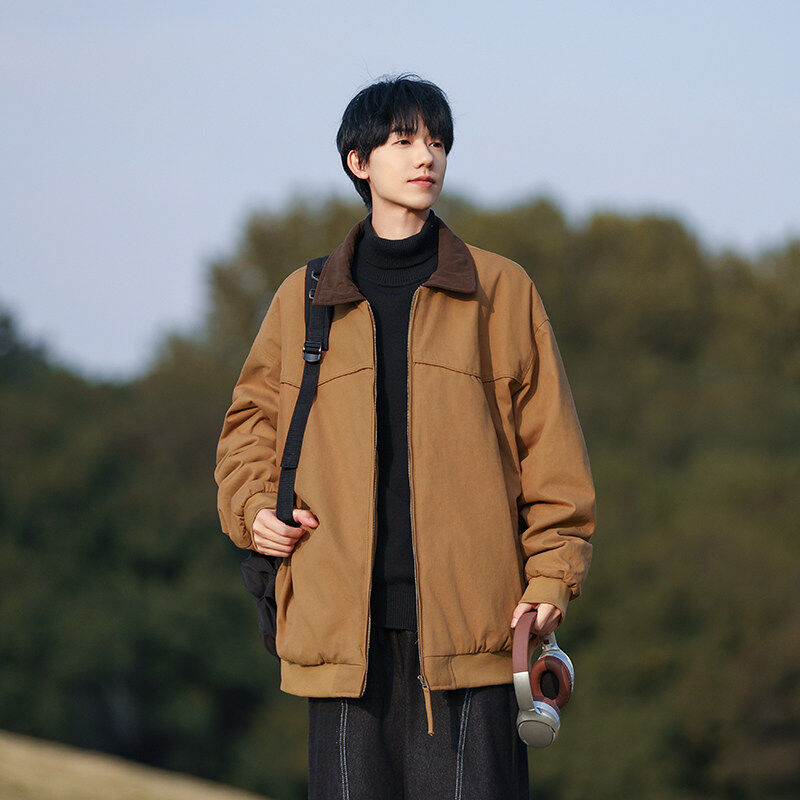 100% cotton data style American work jacket winter loose lapel cotton jacket for men