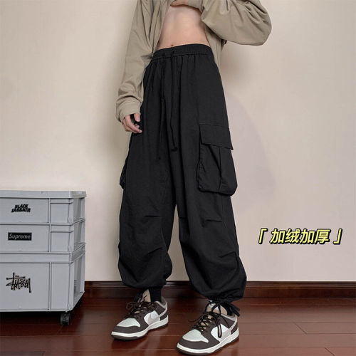 Plush fleece Hong Kong style interior large size legging overalls