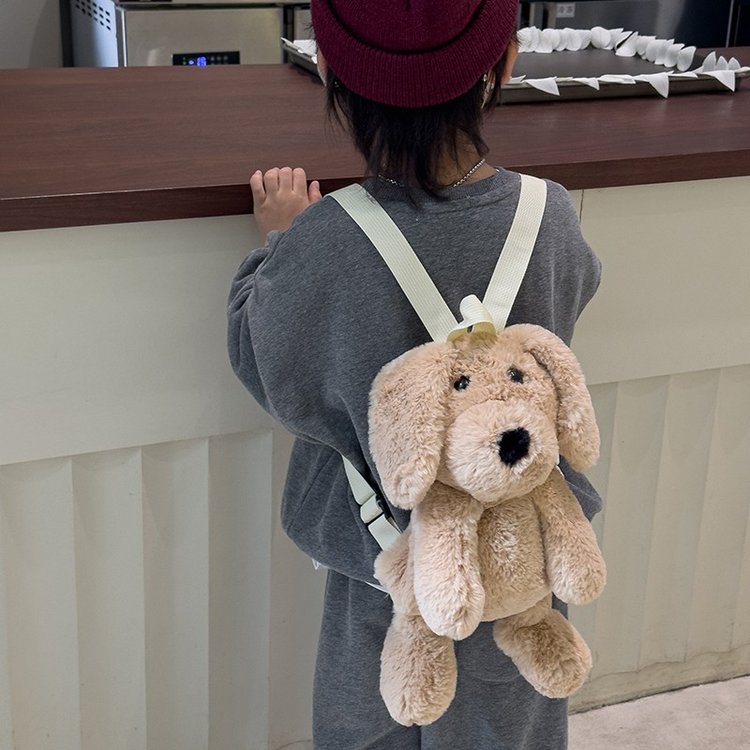Cross-border wholesale kindergarten boys and girls school bags cute gift dolls plush puppy backpack little girl backpack