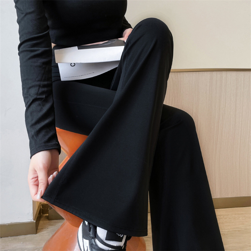 Autumn and winter high-quality large-size outer-wear micro-flare pants high-waisted slim-fitting horseshoe pants for women casual pants