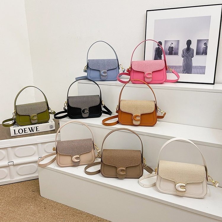 Women's Bags Fashionable and Versatile Saddle Bag French Niche Shoulder Bag 2024 Summer New Contrast Color Simple Crossbody Bag