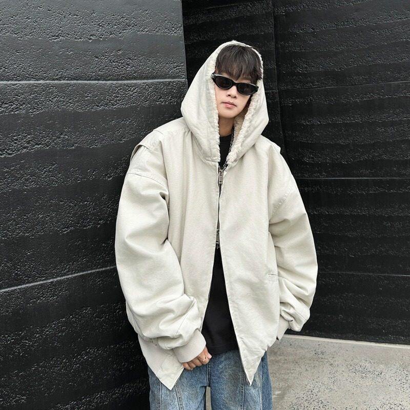 American retro velvet warm cotton jacket men's winter loose casual mountain carving cotton jacket