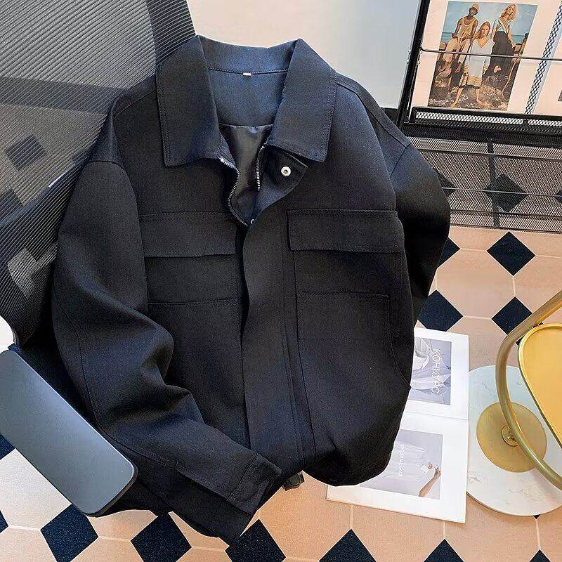 Retro multi-pocket work jacket for men, all-match casual sports baseball uniform tops