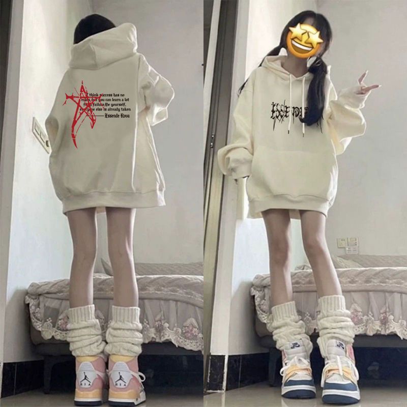 American retro hooded sweatshirt loose long sleeve lazy style top