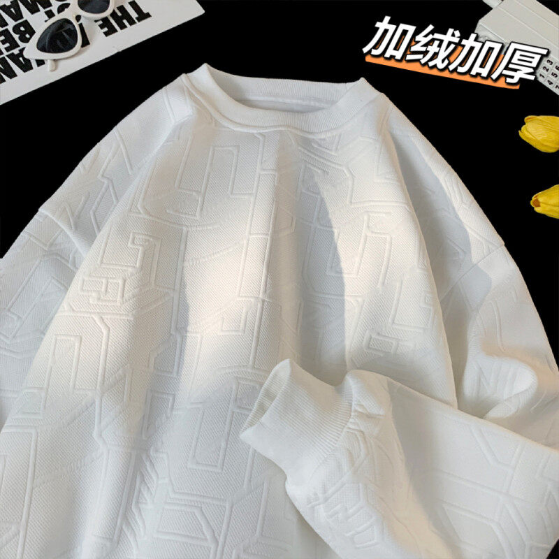 Velvet Hong Kong style textured round neck sweatshirt
