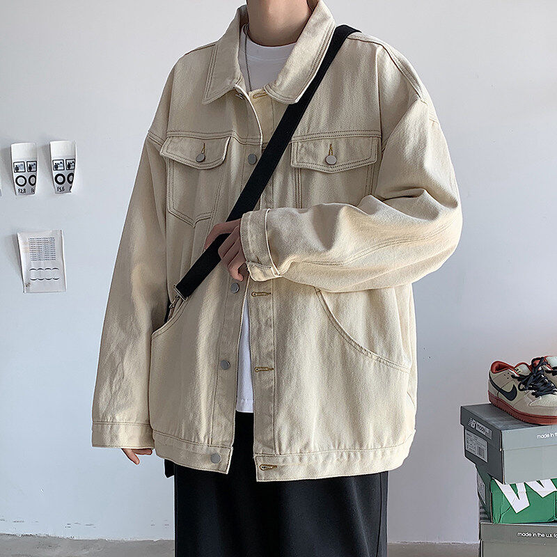 Hong Kong style ins loose denim jacket men's new Korean style clothes versatile junior workwear jacket