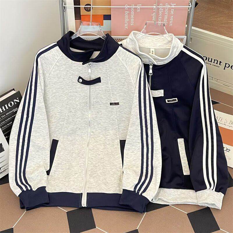 Cardigan popular lapel temperament lazy American splicing contrasting sports jacket men's trendy unbranded ins new style