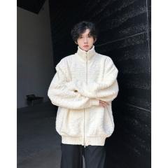 New autumn and winter cardigan sweater American retro casual lazy style V-neck sweater solid color outer