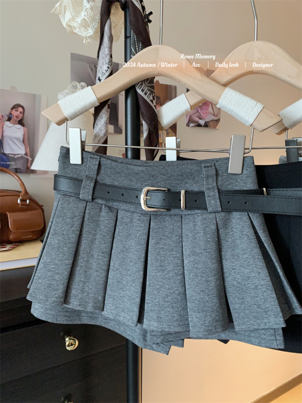 Autumn and winter new American hot girl pleated skirt women's high-waisted A-line versatile culottes for small people
