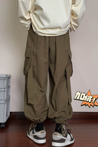 Plush fleece Hong Kong style interior large size legging overalls