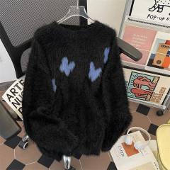 Dark butterfly jacquard mohair sweater