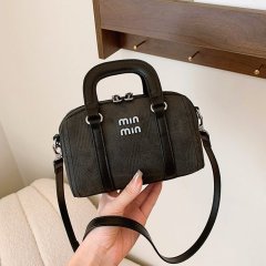 Niche high-end denim bowling bag for women 2024 new style lady style simple and versatile single shoulder crossbody bag