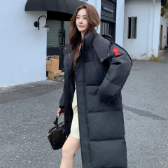 Gray Love 2024 New Down Jacket Women's Medium Long Korean Style Bread Jacket Large Size Loose Jacket