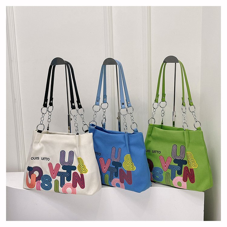 Large-capacity bag for women summer new Korean versatile ins shoulder bag street canvas bag tote bag