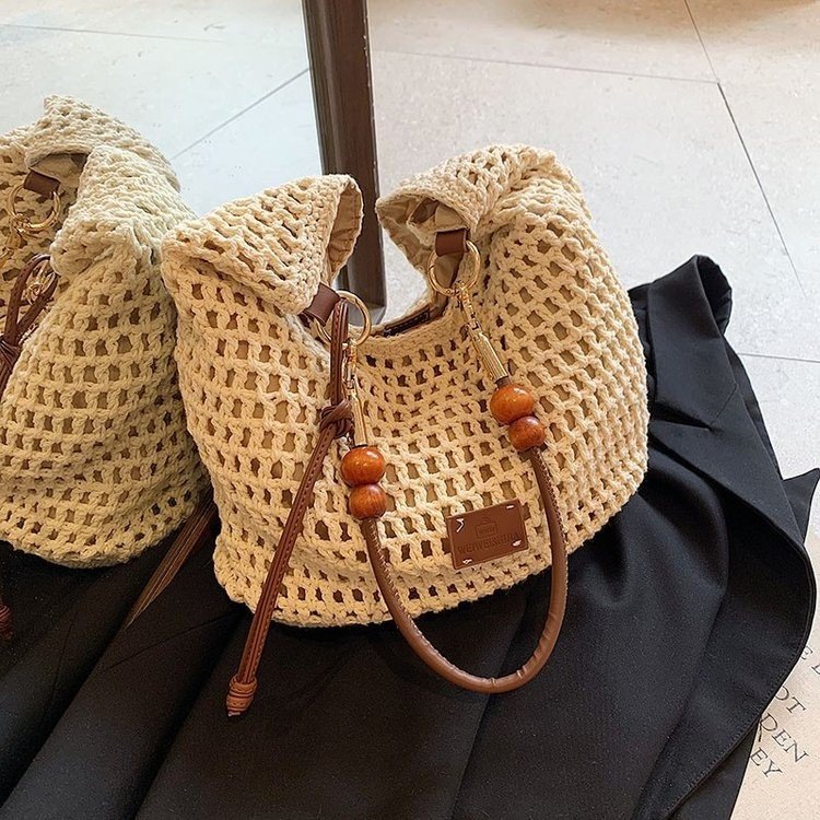 Marina Weekend Tote Bag Women's Large Capacity Summer Woven Bag Straw One-Shoulder Underarm Diagonal Crossbody Bag