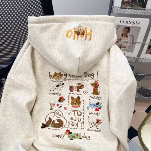 American dachshund embroidered new trendy pullover hooded jacket top