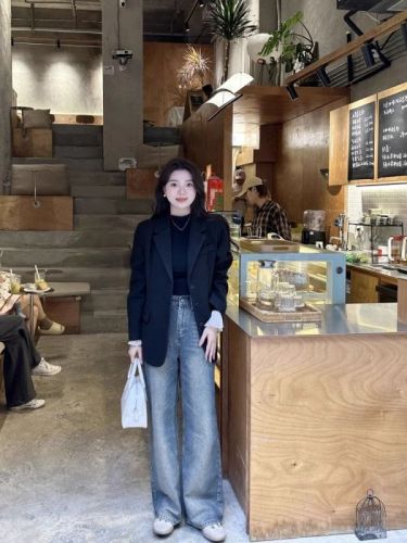 Korean chic American design bell sleeve slim half turtleneck bottoming shirt for women slimming top