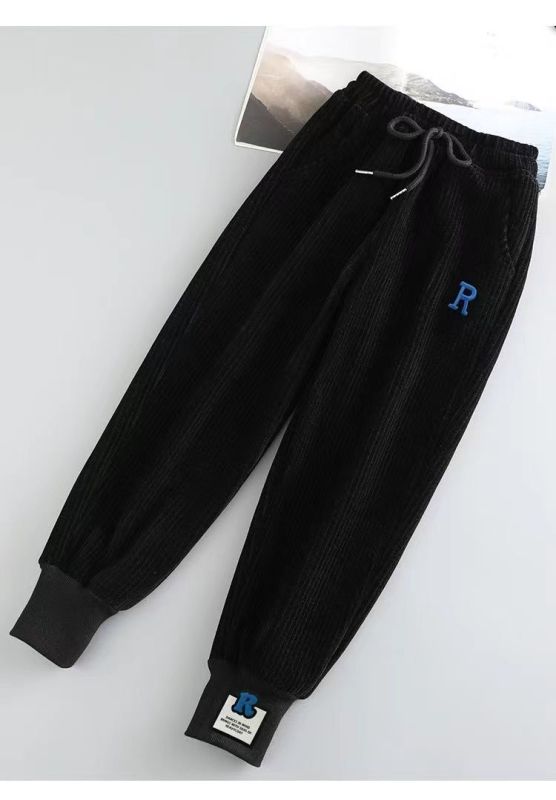 Korean style thickened velvet warm corduroy pants, loose slimming embroidered leggings slimming harem sweatpants