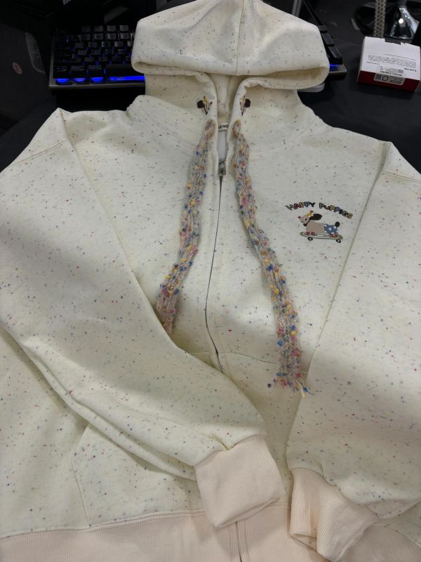 Huamian composite color dot hooded sweatshirt for women INS super hot Korean style jacket