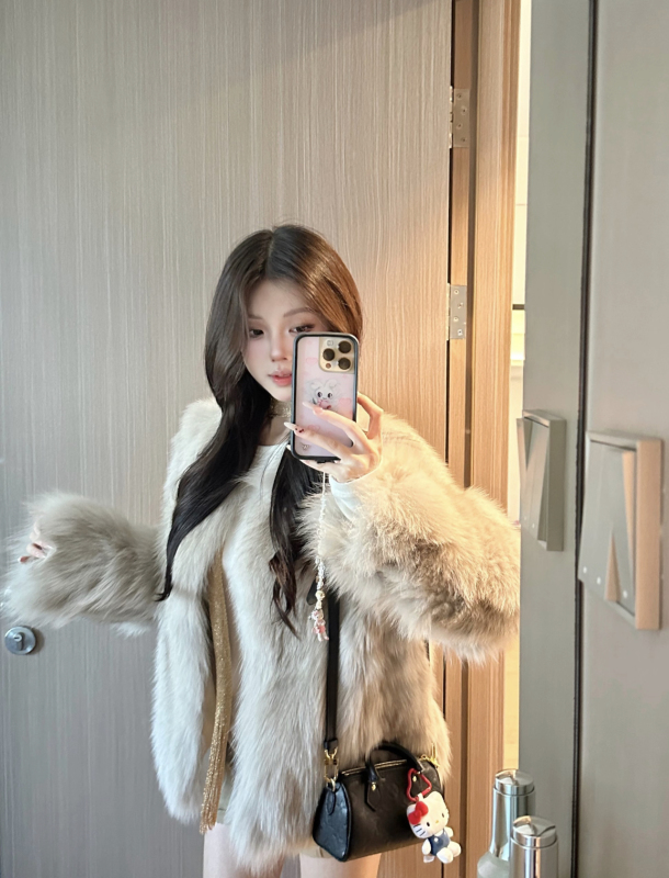 Eco-friendly fur women's new winter stand-up collar fur coat