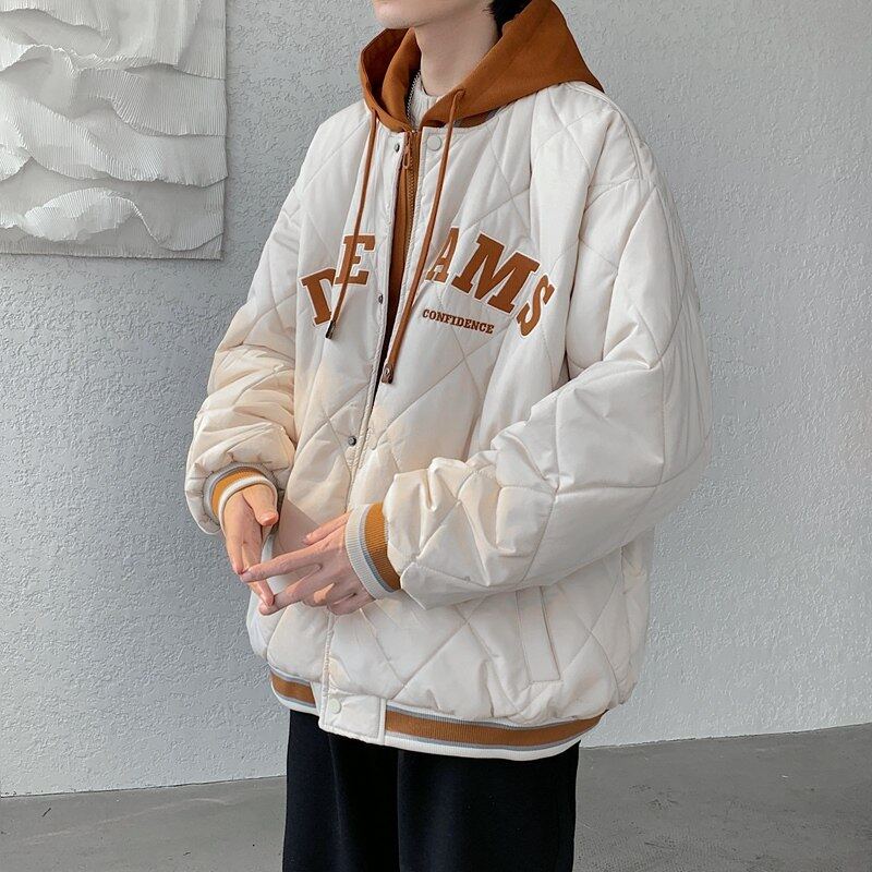Fake two-piece cotton clothes for men, new style youth thickened cotton clothes, winter jackets