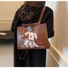 College Style Ribbon Bow Funny Puppy Multifunctional Large Capacity Tote Bag College Student Class Single Room Bag