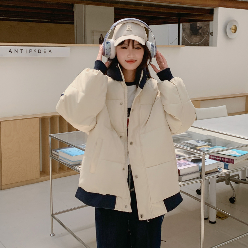 2024 Winter American Student Korean Down Jacket Women's Diamond Plaid Jacket Oversize Trendy