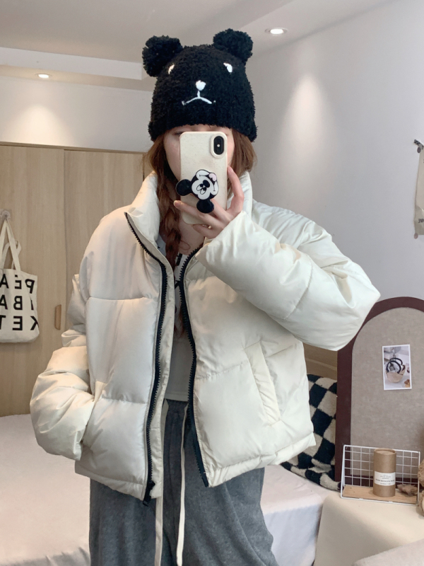 Winter new retro American style small stand-up collar short down jacket for women
